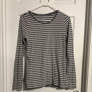 The Limited Gray and White Striped Tee